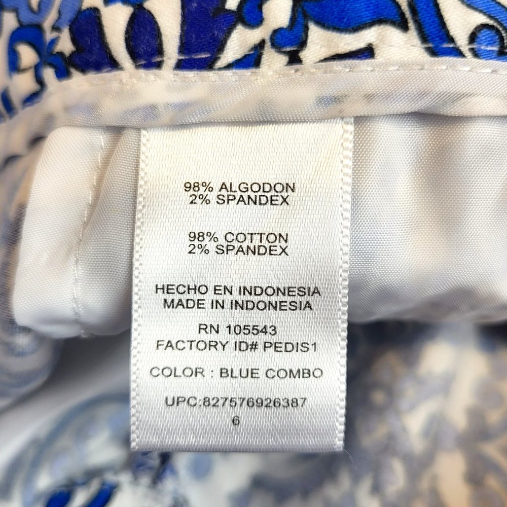 Milly For Design Nation Blue White Graphic Print Cotton Shorts, Size 6, EUC - Picture 8 of 9